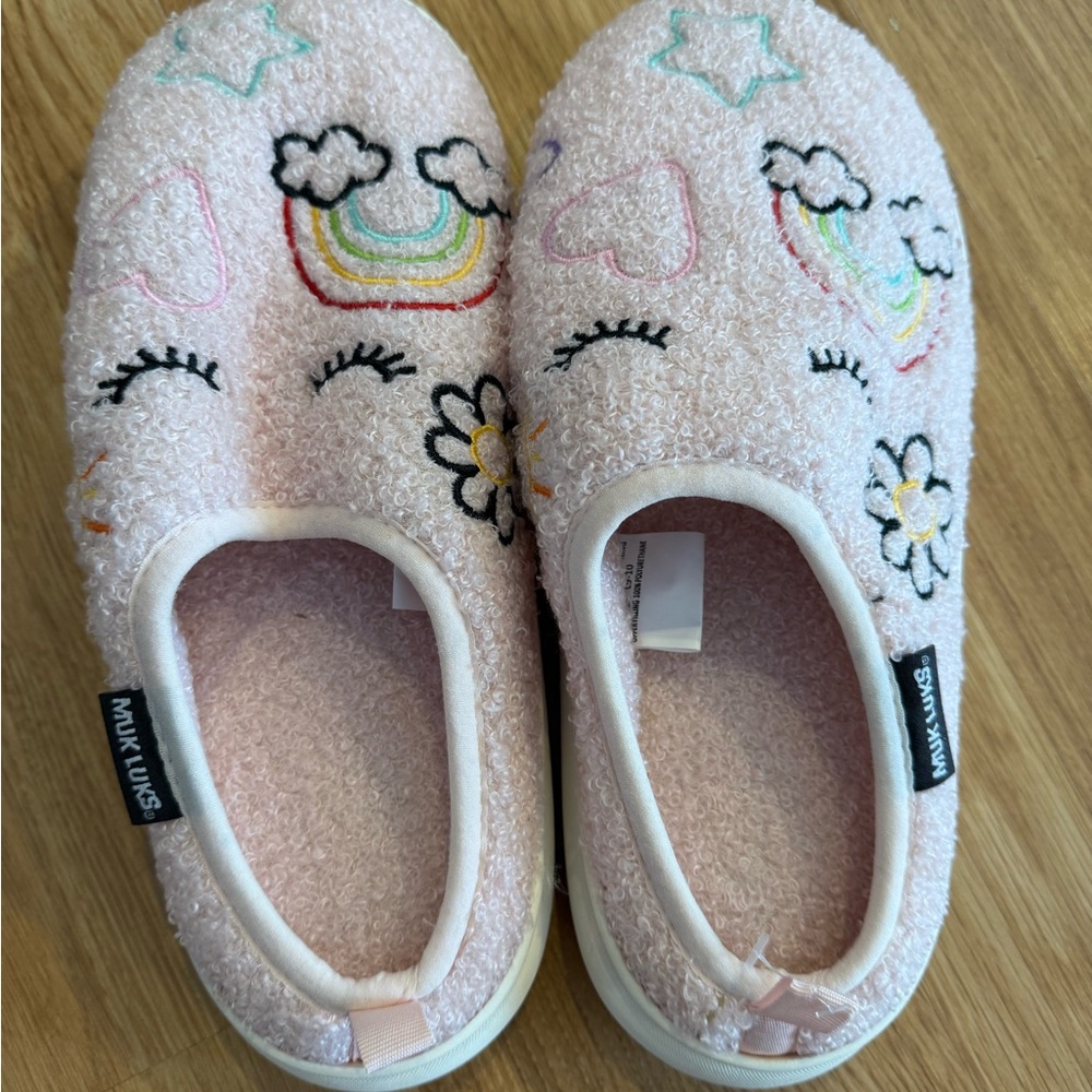 Muk Luks Pastel Embroidered Slippers